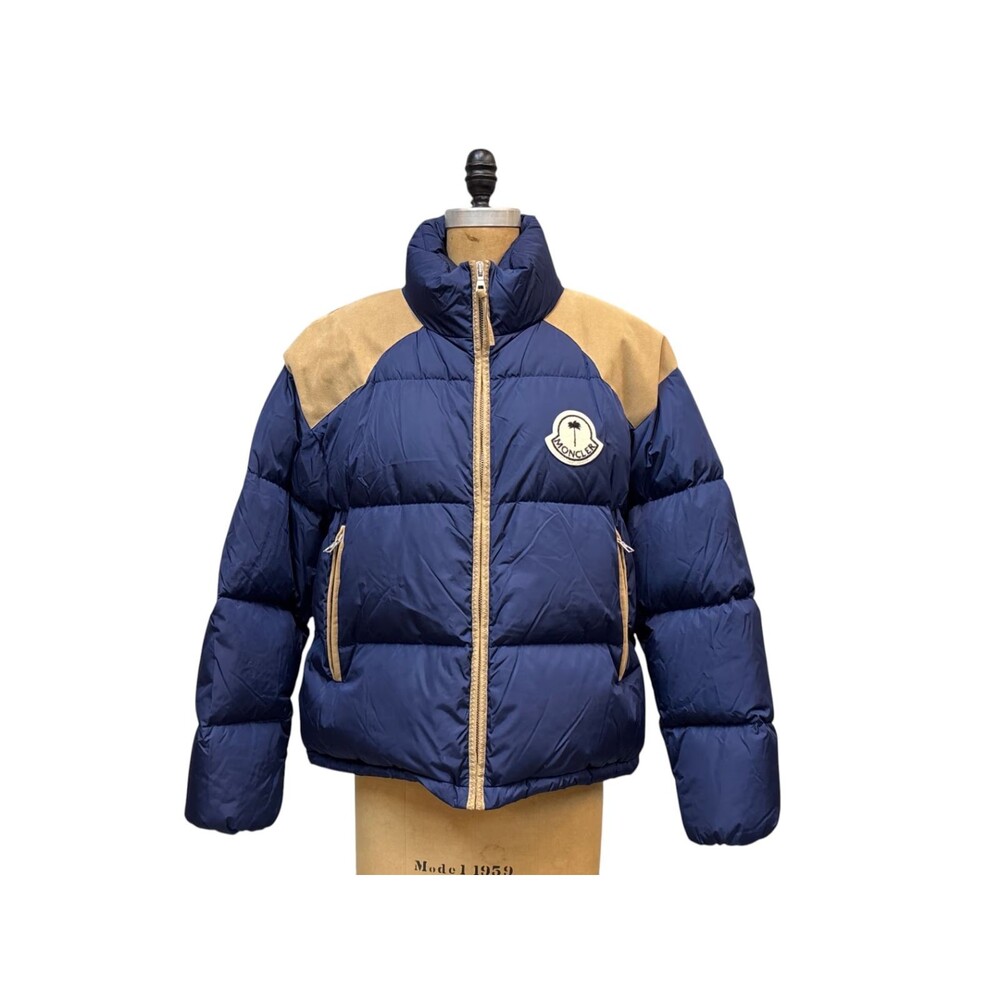 Moncler Genius 8 Palm Angels Kelsey Down Puffer Jacket Blue Beige Size 4 Mens XL
